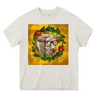 Cream christmas charolais cow face Heavy Core Tee - LillyAllenDesigns