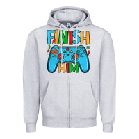 Heather Grey finish him Zipper Hoodie - JahusDesignShop