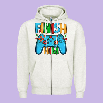 Finish Him Zipper Hoodie Designed By Jahusdesignshop