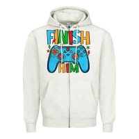Oatmeal Heather finish him Zipper Hoodie - JahusDesignShop