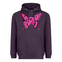 Plum pink ribbon breast cancer butterfly Heavyweight Hoodie - Jasminsmagicworld