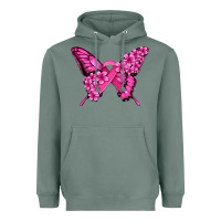 Sage pink ribbon breast cancer butterfly Heavyweight Hoodie - Jasminsmagicworld