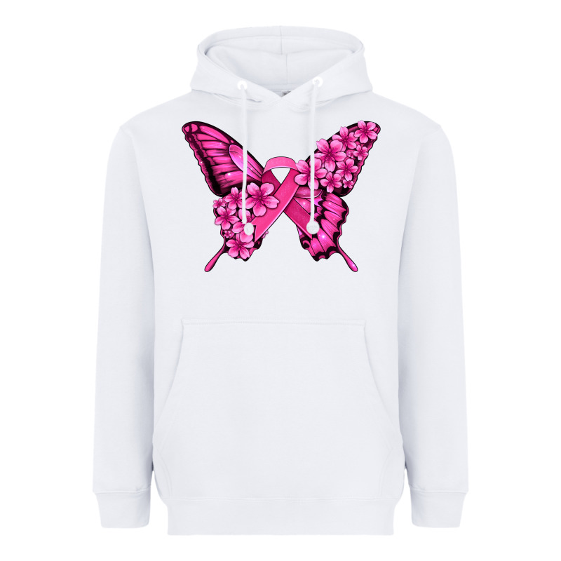 Pink Ribbon Breast Cancer Butterfly Heavyweight Hoodie by Jasminsmagicworld | Teevron