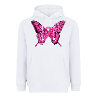 White pink ribbon breast cancer butterfly Heavyweight Hoodie - Jasminsmagicworld