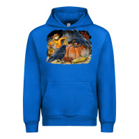 Cobalt Fall Background With Crow Urban Hoodie - LillyAllenDesigns