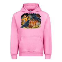 Fuchsia Pink Fall Background With Crow Urban Hoodie - LillyAllenDesigns