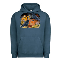 Pigment Midnight Navy Fall Background With Crow Urban Hoodie - LillyAllenDesigns