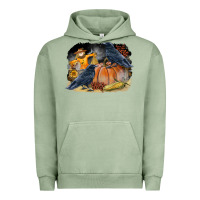 Pigment Oil Green Fall Background With Crow Urban Hoodie - LillyAllenDesigns