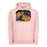 Pigment Salmon Fall Background With Crow Urban Hoodie - LillyAllenDesigns