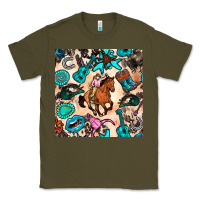 Army Green western cowgirl seamless pattern Classic Tee - BundleAndBundleShop