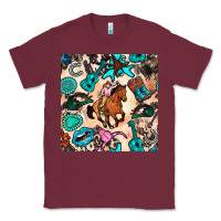 Burgundy western cowgirl seamless pattern Classic Tee - BundleAndBundleShop