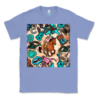 Colony Blue western cowgirl seamless pattern Classic Tee - BundleAndBundleShop