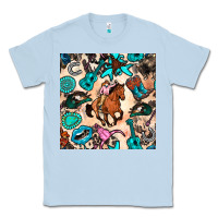 Dusty Blue western cowgirl seamless pattern Classic Tee - BundleAndBundleShop