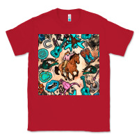 Red western cowgirl seamless pattern Classic Tee - BundleAndBundleShop