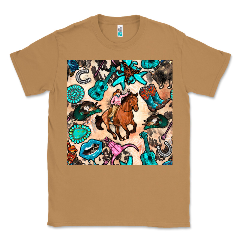 Western Cowgirl Seamless Pattern Classic Tee by BundleAndBundleShop | Teevron
