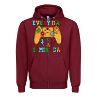 Burgundy every day is gaming day Zipper Hoodie - JahusDesignShop