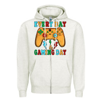 Oatmeal Heather every day is gaming day Zipper Hoodie - JahusDesignShop