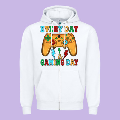 Every Day Is Gaming Day Zipper Hoodie Designed By Jahusdesignshop