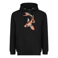 Black Koi Fish Heavyweight Hoodie - LillyAllenDesigns