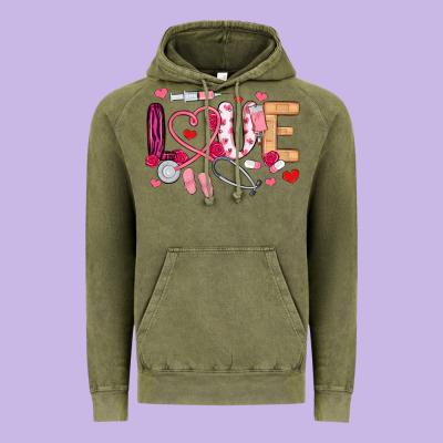 Vintage Hoodie love nurse valentines day