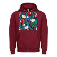 Burgundy christmas socks seamless pattern Zipper Hoodie - BundleAndBundleShop