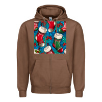 Chestnut christmas socks seamless pattern Zipper Hoodie - BundleAndBundleShop