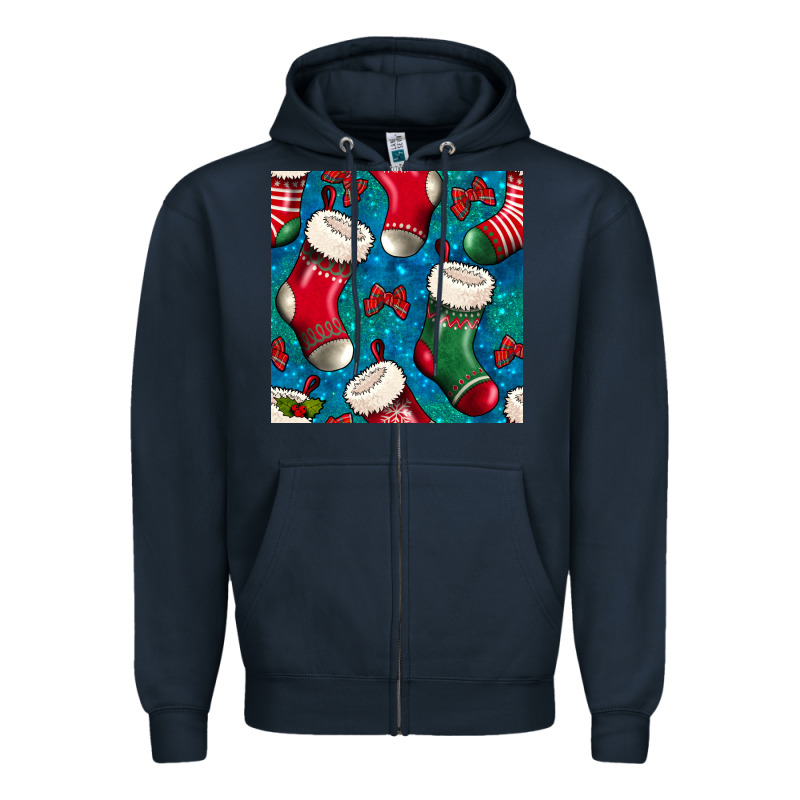 Christmas Socks Seamless Pattern Zipper Hoodie by BundleAndBundleShop | Teevron