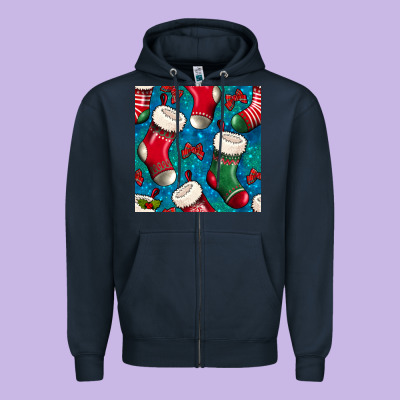 Christmas Socks Seamless Pattern Zipper Hoodie Designed By Bundleandbundleshop