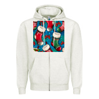 Oatmeal Heather christmas socks seamless pattern Zipper Hoodie - BundleAndBundleShop