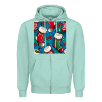 Seafoam christmas socks seamless pattern Zipper Hoodie - BundleAndBundleShop