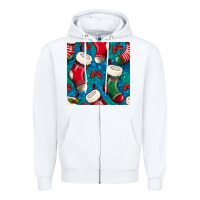 White christmas socks seamless pattern Zipper Hoodie - BundleAndBundleShop