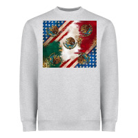 Heather Grey American with mexican flag Heavyweight Sweatshirt - RanaPortraitStore