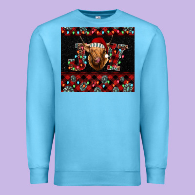 Highland Cow Joy Christmas Tumbler Premium Sweatshirt Designed By Jasminsmagicworld