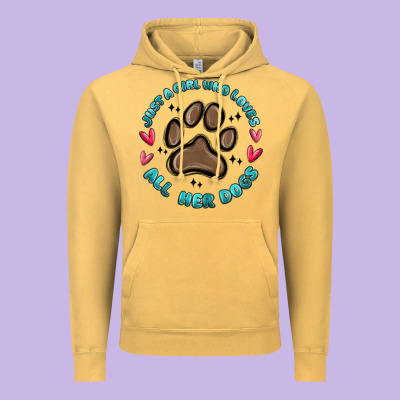 Vintage Hoodie just a girl who loves all her dogs