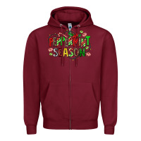 Burgundy peppermint season Zipper Hoodie - AdoDesignShop