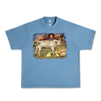 Pebble Blue charolaris bull and chicken in barnyard Urban Heavy Tee - RanaPortraitStore
