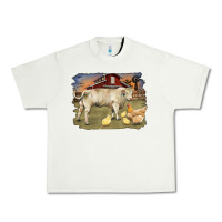 Pistachio charolaris bull and chicken in barnyard Urban Heavy Tee - RanaPortraitStore