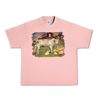 Salmon charolaris bull and chicken in barnyard Urban Heavy Tee - RanaPortraitStore