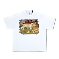 White charolaris bull and chicken in barnyard Urban Heavy Tee - RanaPortraitStore