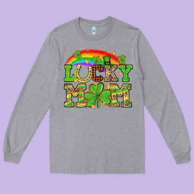 One Lucky Mom St. Patricks Day Long Sleeve Tee Designed By Neo Western