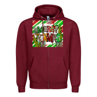 Burgundy merry texmas  christmas Zipper Hoodie - AdoDesignShop