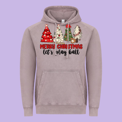 Vintage Hoodie merry christmas let s play ball baseball