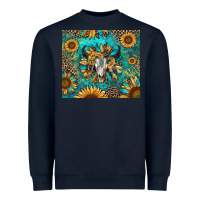 Navy bull skull sunflowers Heavyweight Sweatshirt - RanaPortraitStore