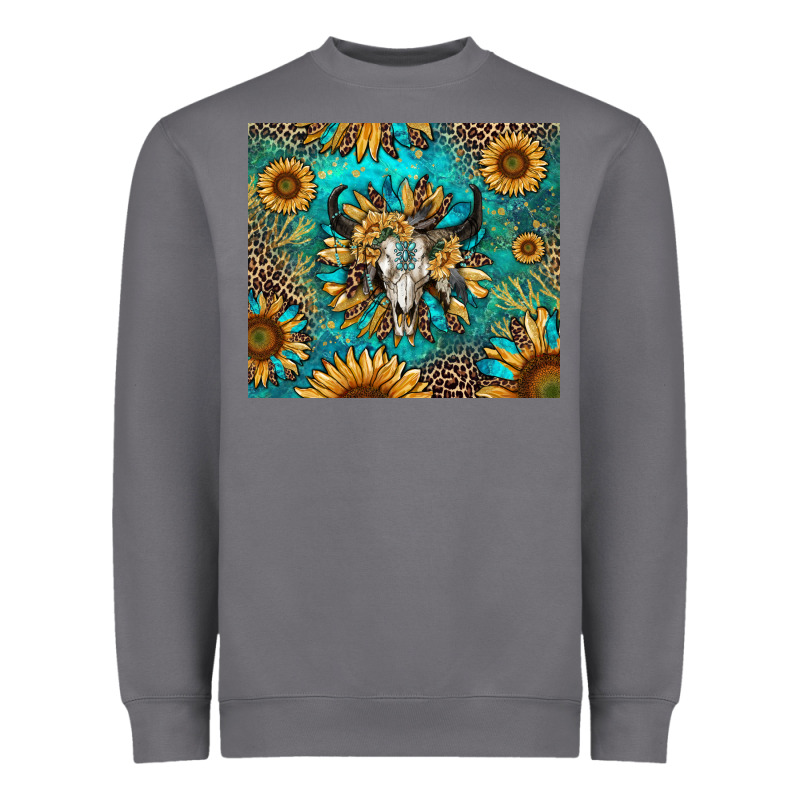 Bull Skull Sunflowers Heavyweight Sweatshirt by RanaPortraitStore | Teevron
