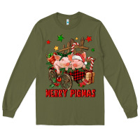 Army Green merry pig mas Long Sleeve Tee - FaDigitalArtStudio