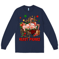 Navy merry pig mas Long Sleeve Tee - FaDigitalArtStudio