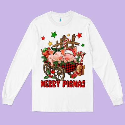 Merry Pig Mas Long Sleeve Tee Designed By Fadigitalartstudio
