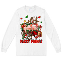 White merry pig mas Long Sleeve Tee - FaDigitalArtStudio