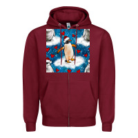 Burgundy christmas penguin and heart seamless pattern Zipper Hoodie - BundleAndBundleShop