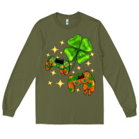 Army Green St. Patrick's Day with game control and clover Long Sleeve Tee - Neo Western